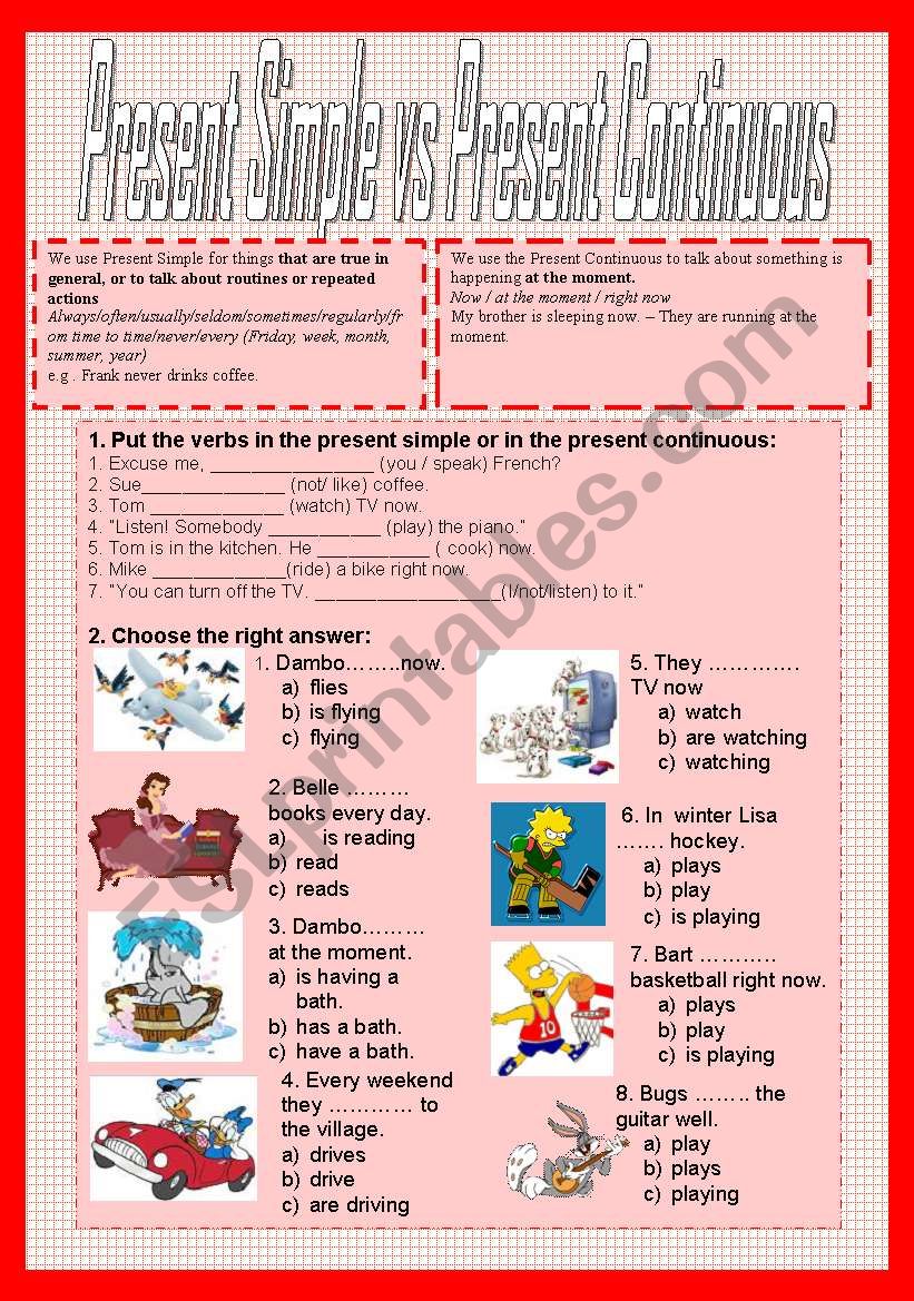 Present Simple vs  Present Continuous