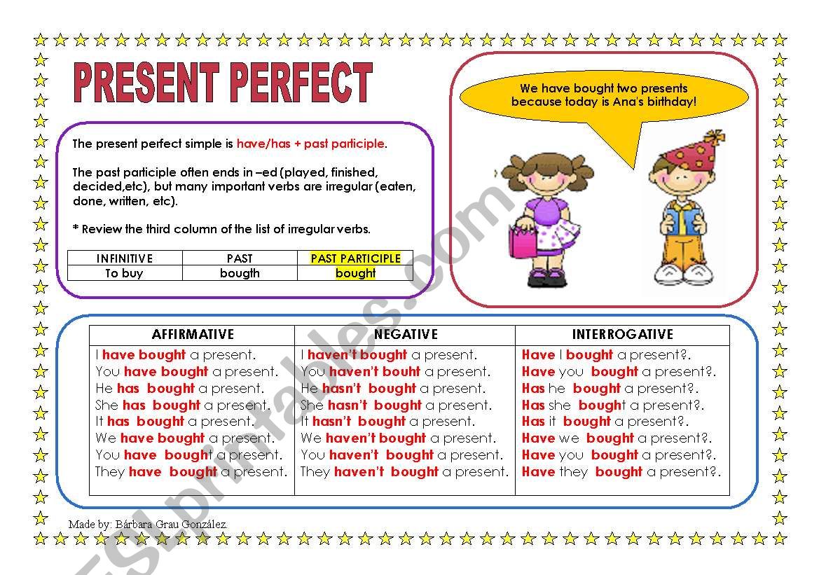 Present perfect worksheet