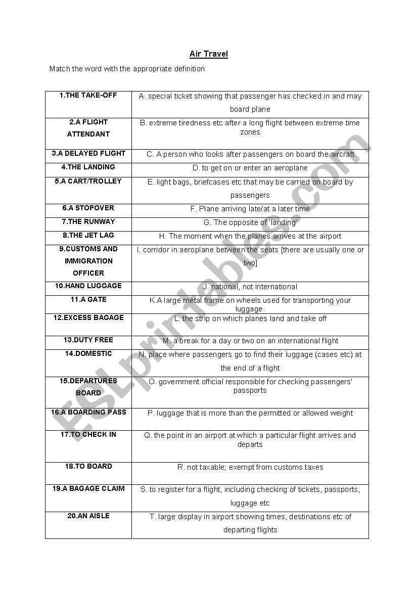 Airport vocabulary and roleplay