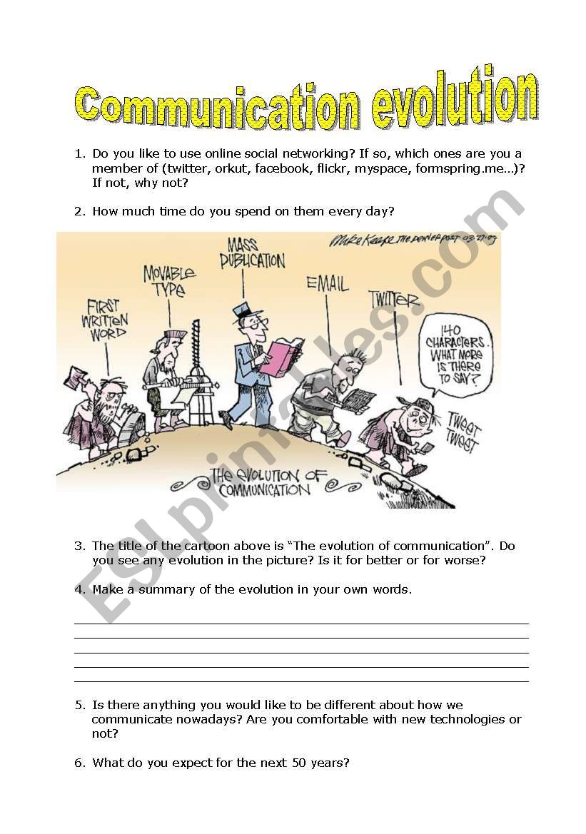 Communication evolution worksheet