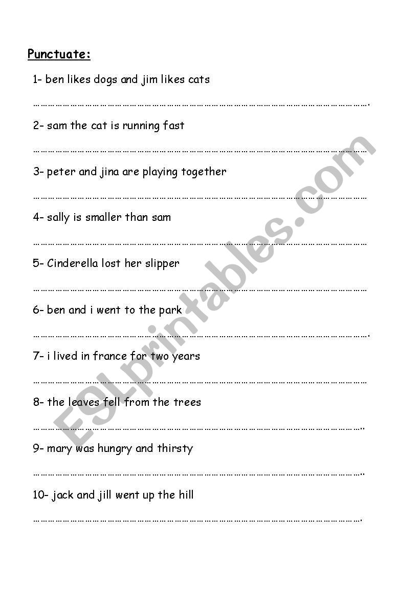 punctuation 5 worksheet