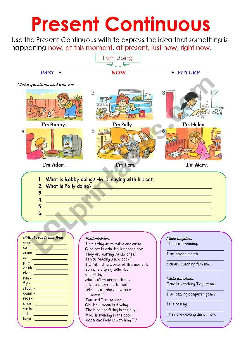 Present Continuous worksheet