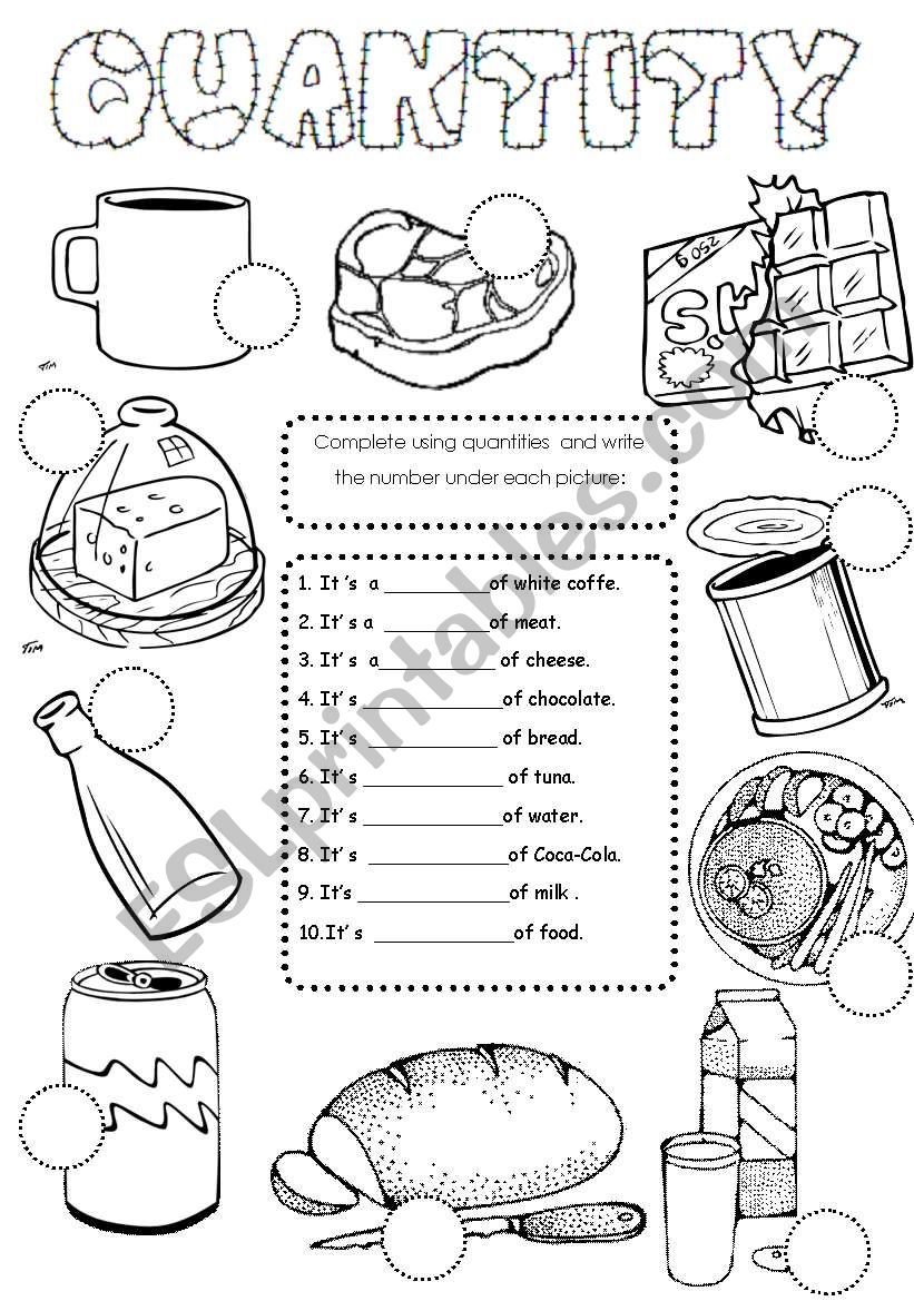 food quantities worksheet