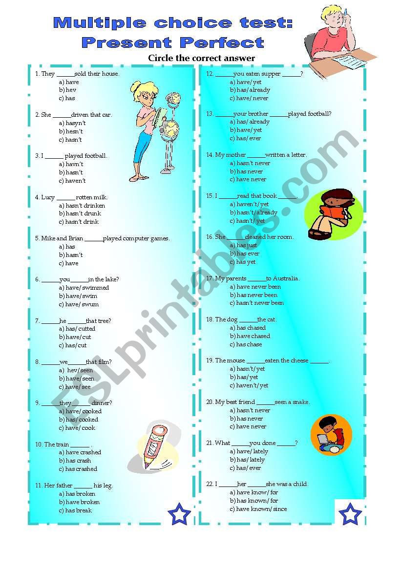 Present Perfect - test worksheet