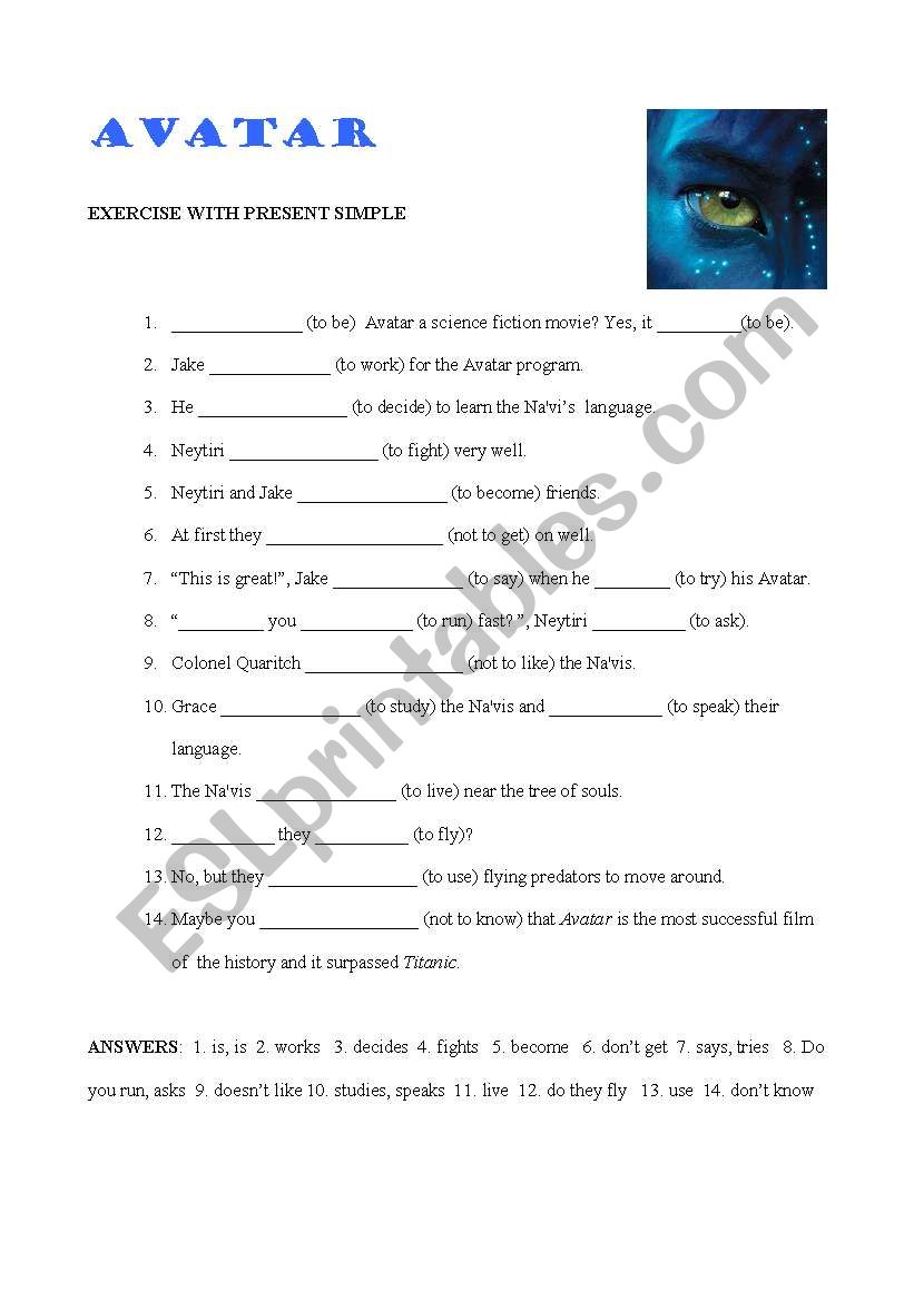 Avatar, the movie  worksheet