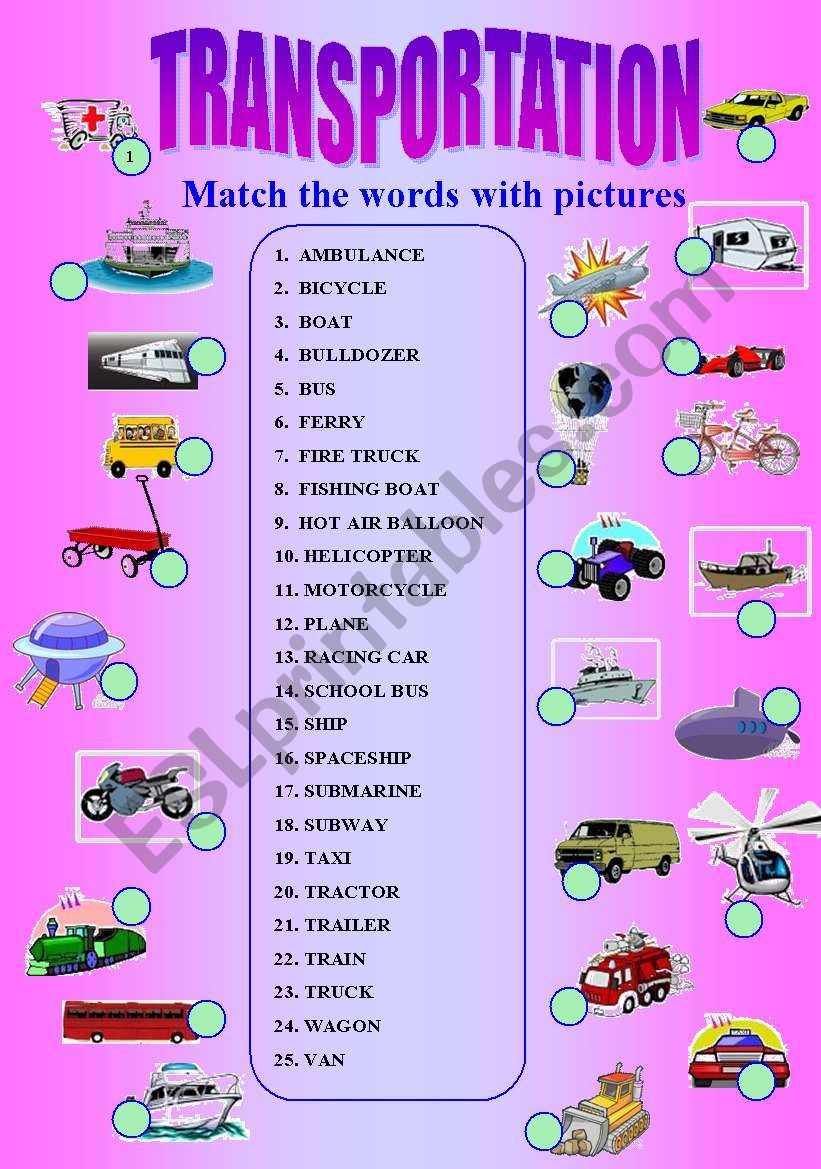 TRANSPORTATION (3rd set) worksheet