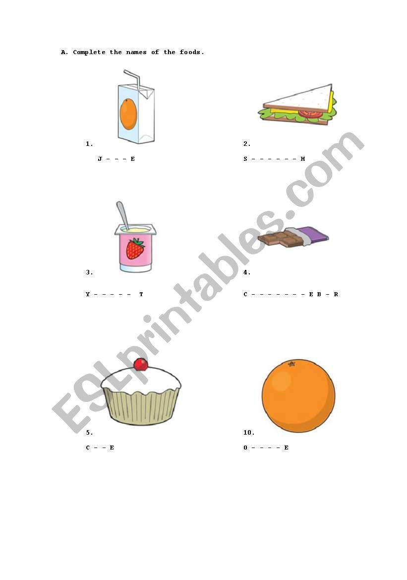 Food worksheet