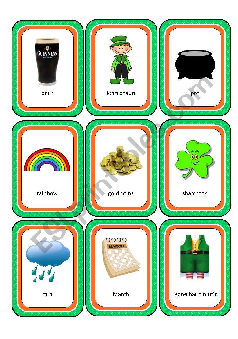St.Patricks Day Memory Cards (18 images in all with backing cards)