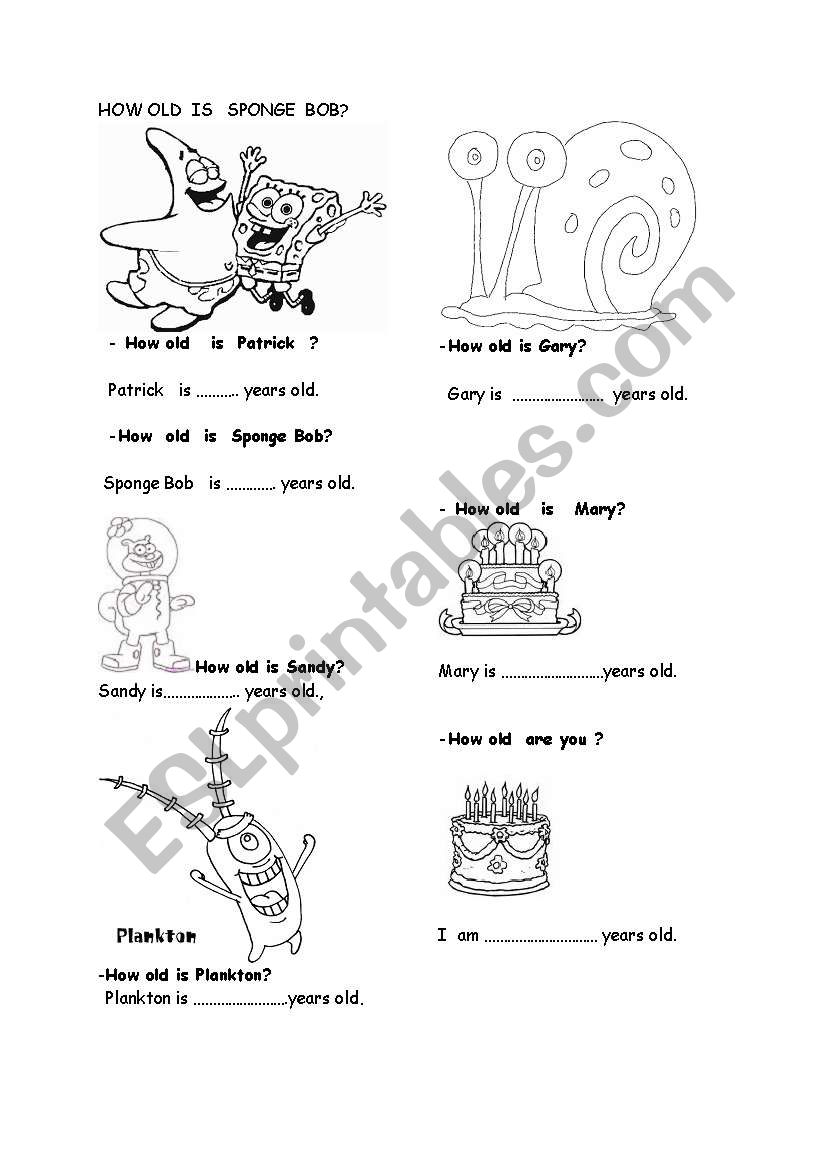 How old is Sponge Bob? worksheet