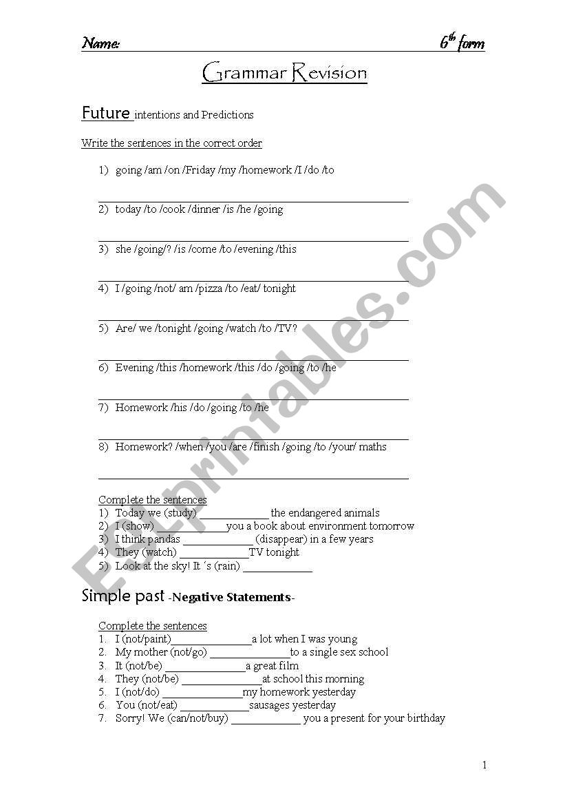 grammar excercices worksheet