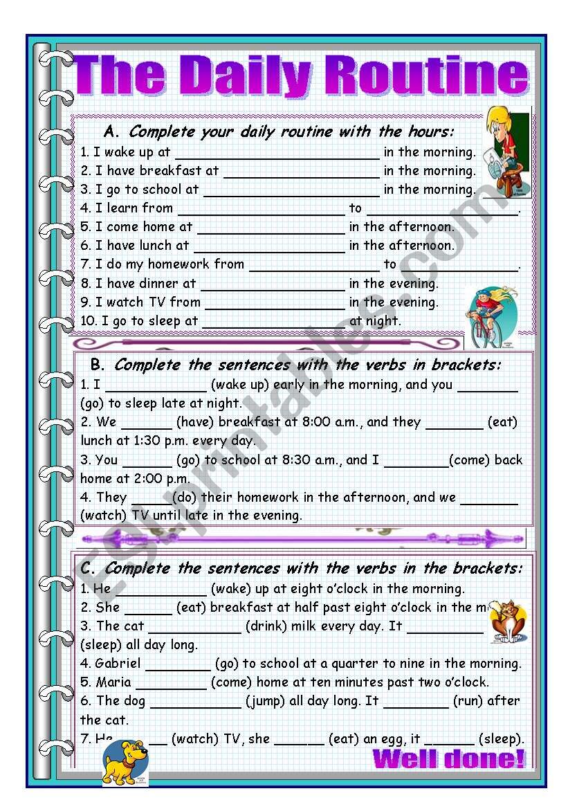 The Daily Routine worksheet