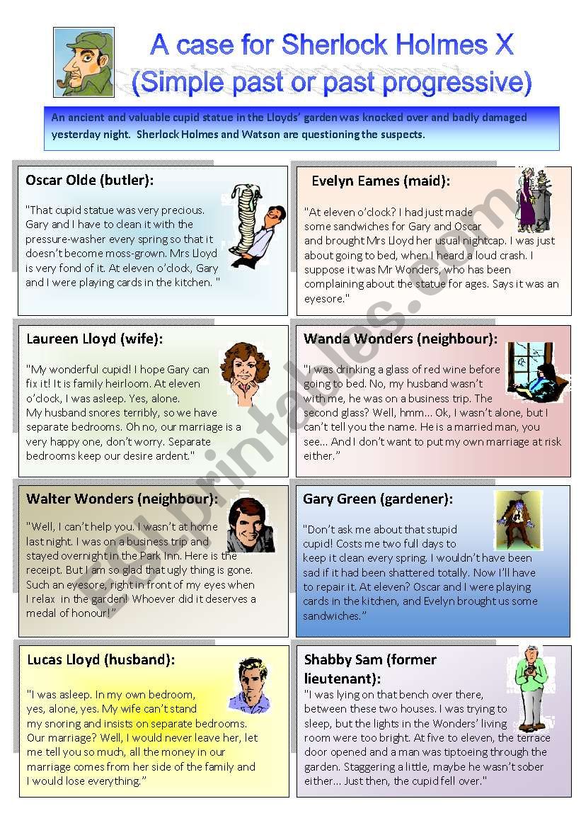 Sherlock Holmes case X: Simple past or past progressive