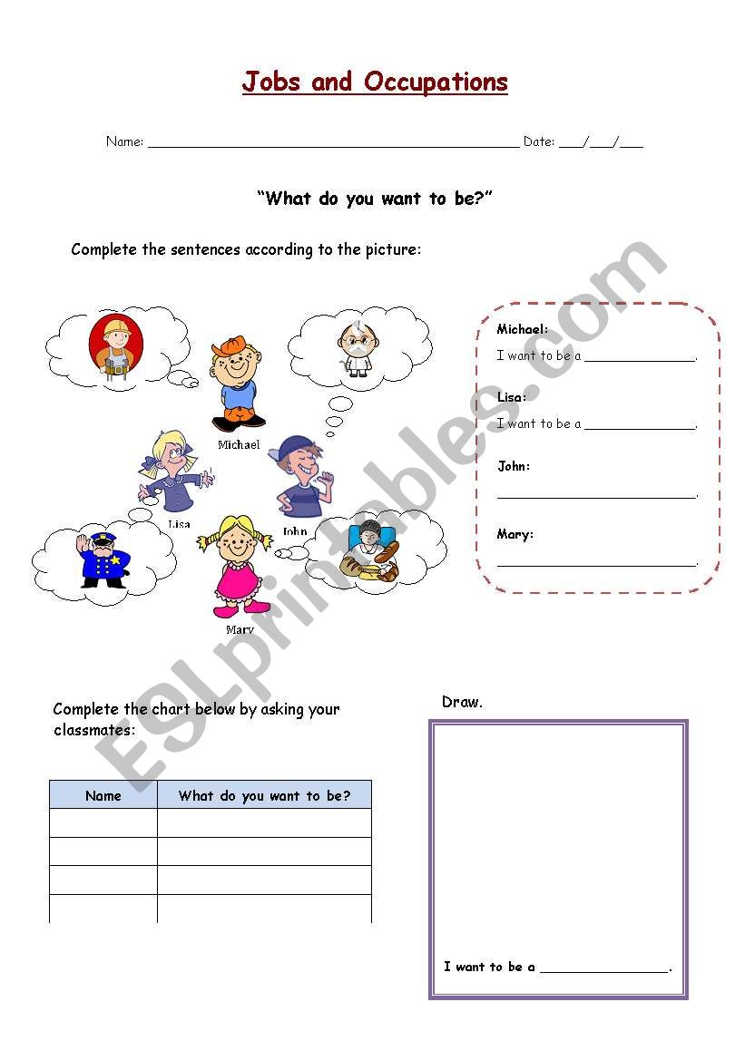 Jobs and Occupations worksheet