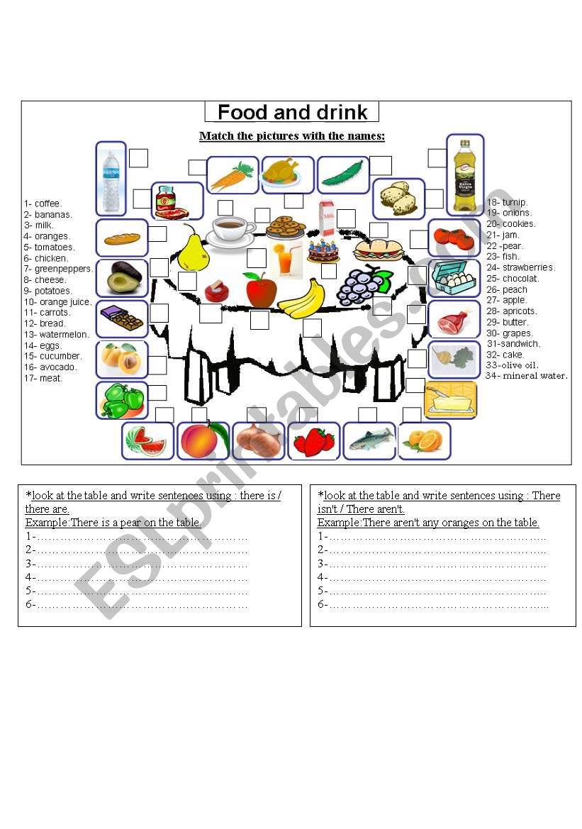 food and drink worksheet