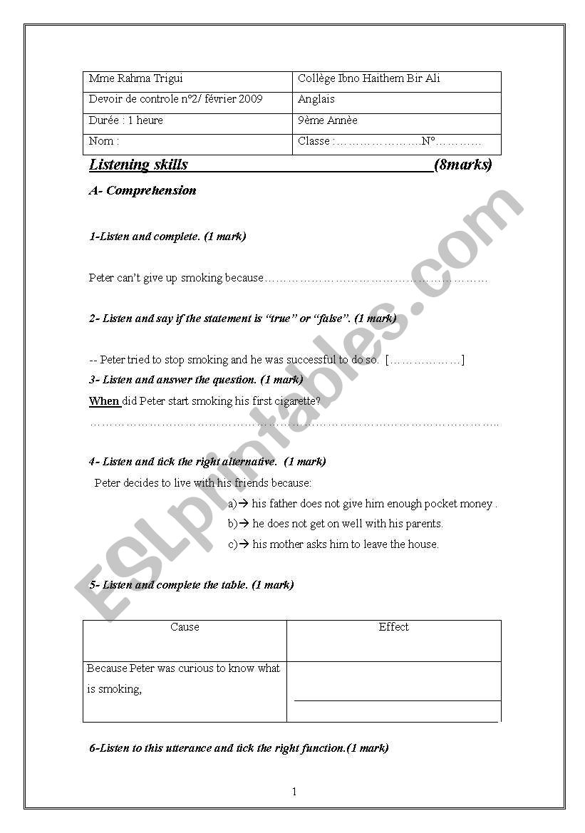 Test worksheet