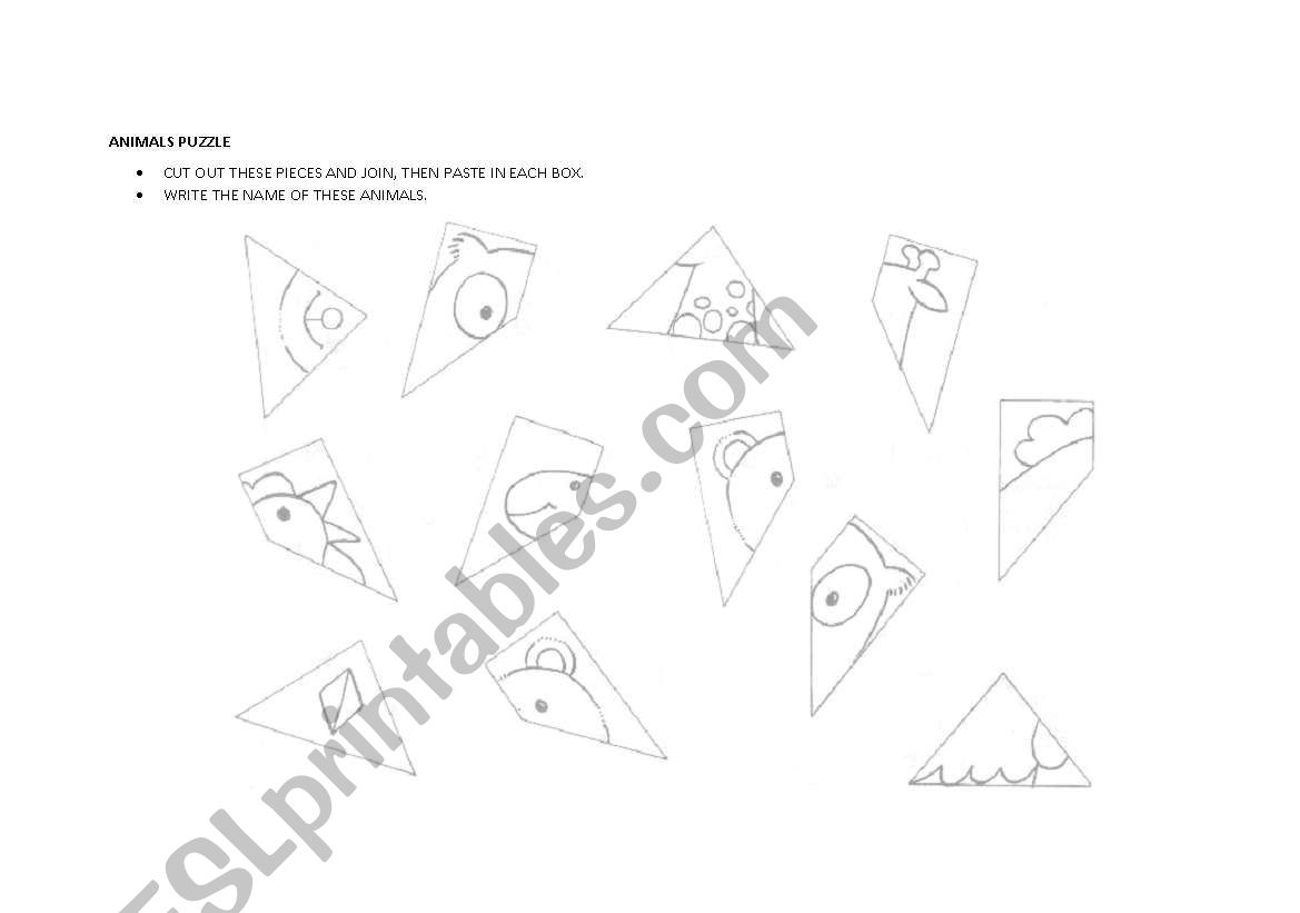 Animals puzzle worksheet