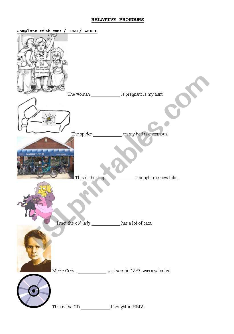 relative pronouns worksheet