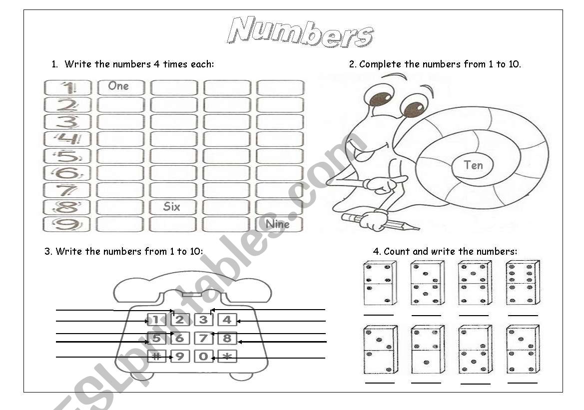 NUMBERS PRACTICE worksheet