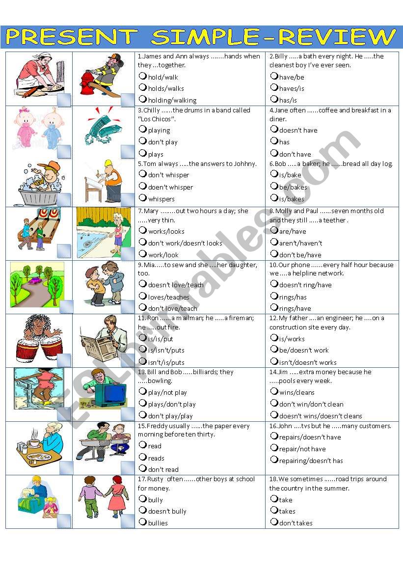 Present simple-review worksheet