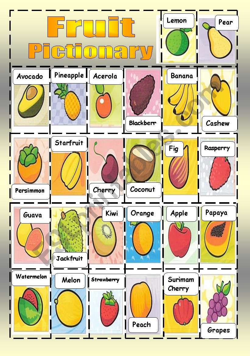 FRUIT PICTIONARY worksheet