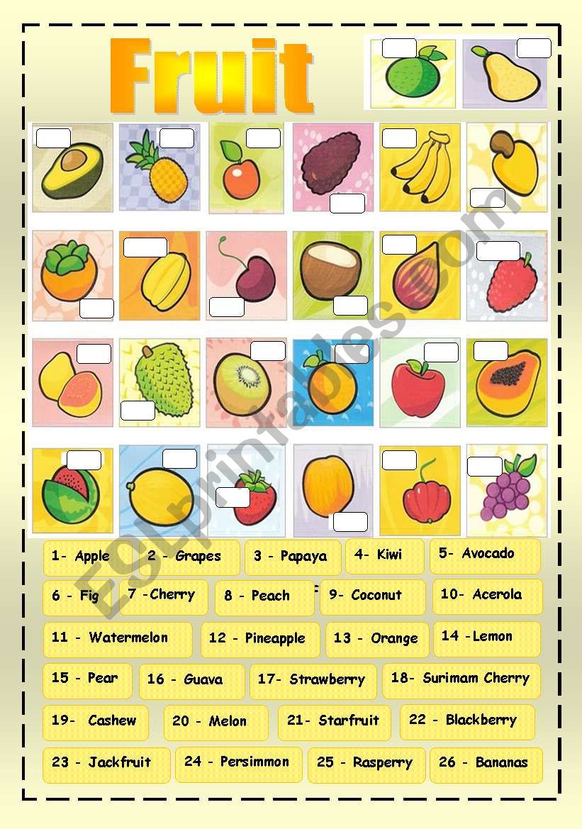 FRUIT PRACTICE worksheet