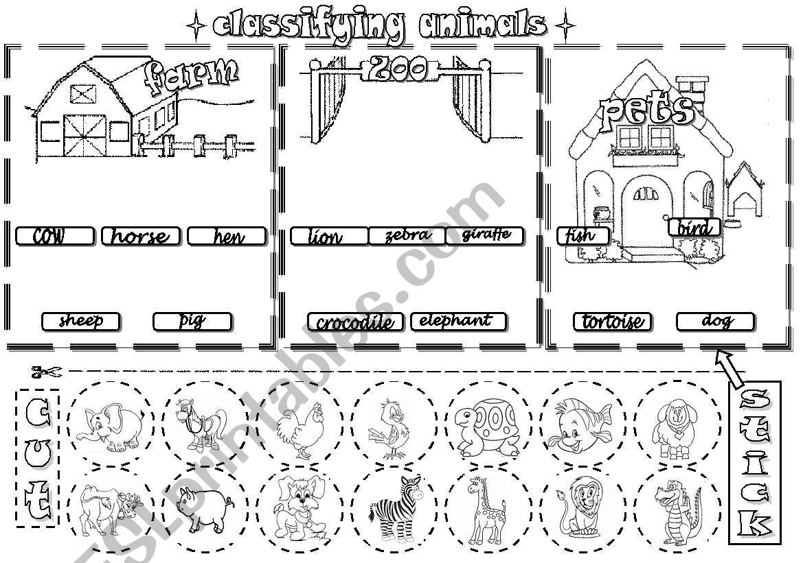 CLASSIFYING ANIMALS-PART 1 worksheet