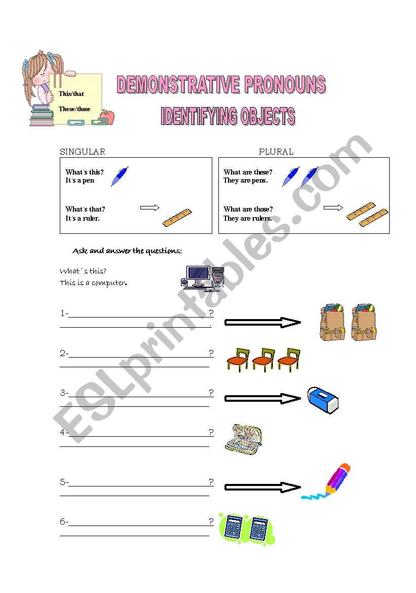 DEMONSTRATIVE PRONOUNS worksheet