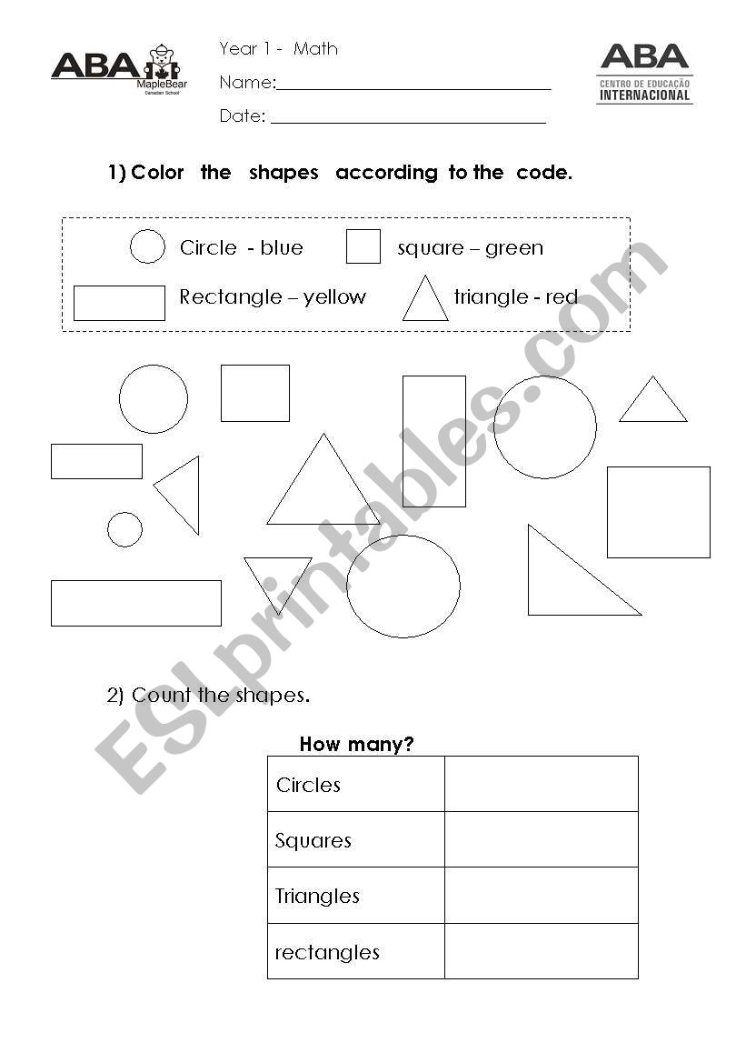 Shapes and colors worksheet