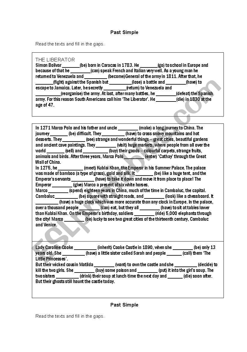 Past Simple worksheet