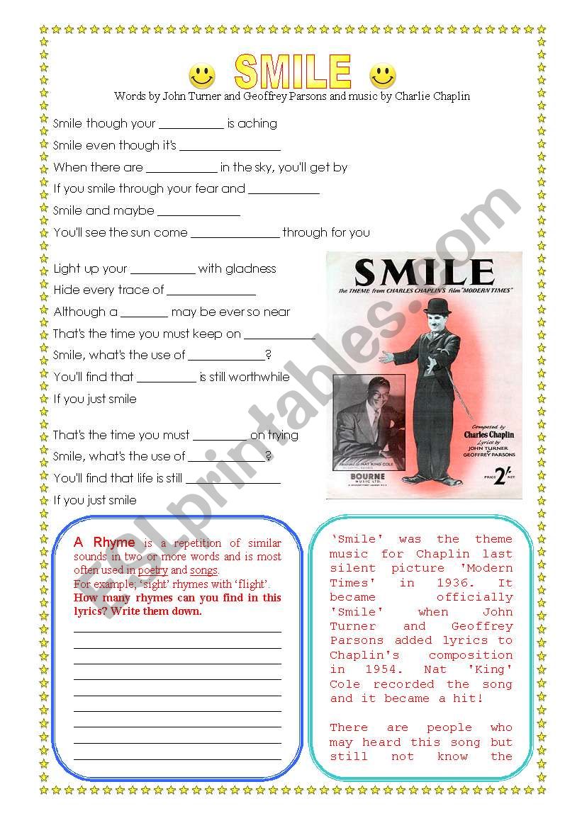 Smile-Charlie Chaplin (Learn about Rhymes)