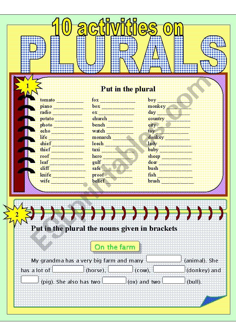 PLURALS - 10 DIFFERENT ACTIVITIES