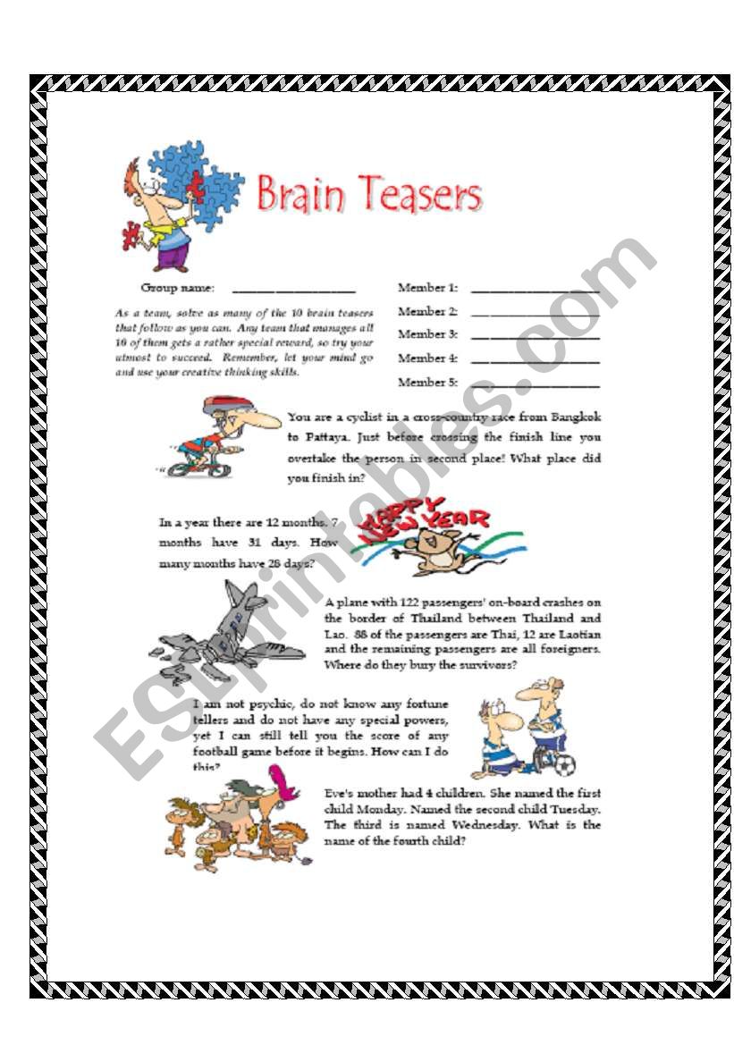 Brain Teasers worksheet