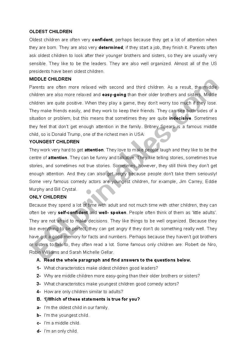 Worksheet for 7th grades worksheet