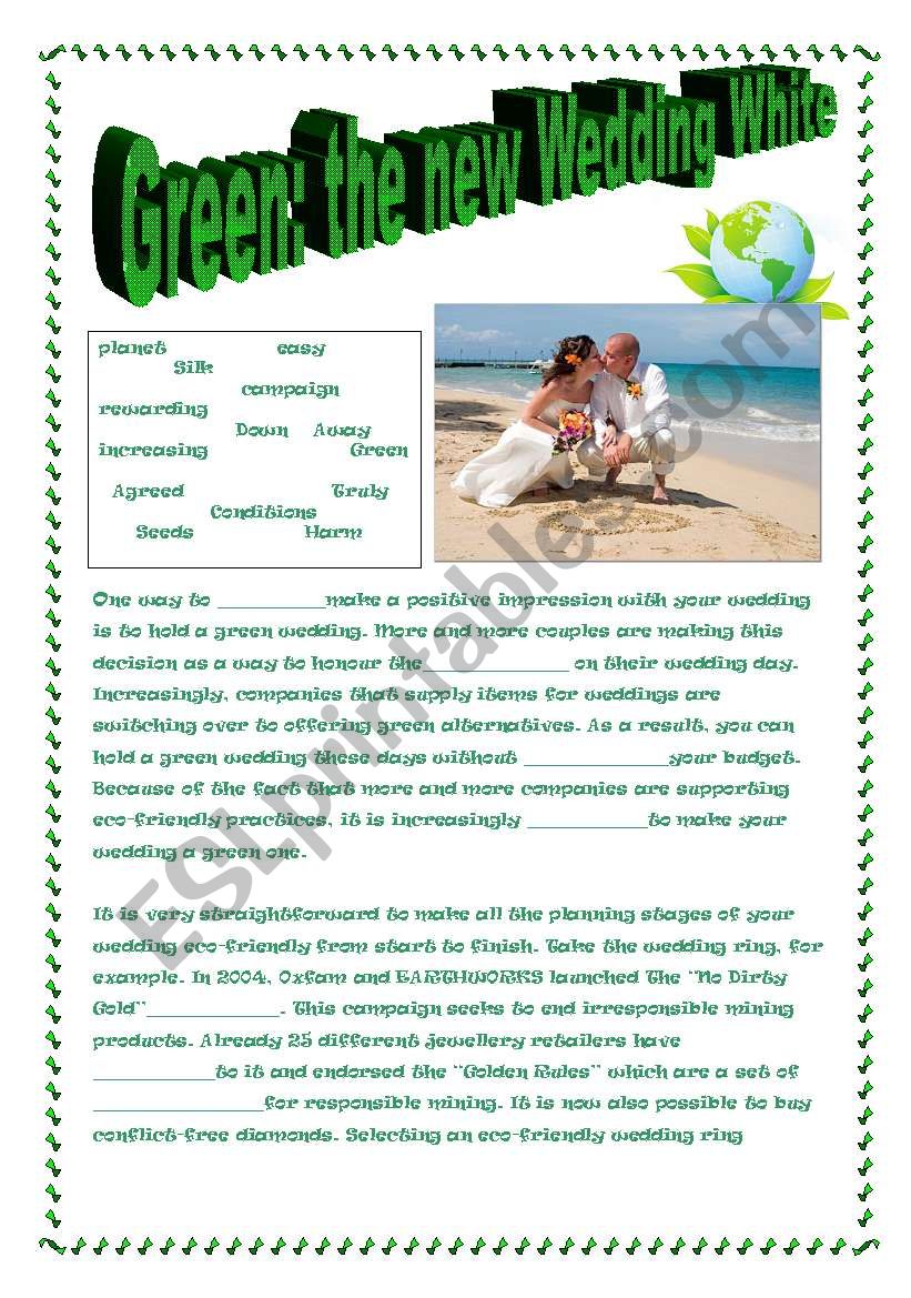 Â§Â§Â§Â§  GREEN: THE NEW WEDDING WHITE!  article about green weddings Â§Â§Â§Â§Â§