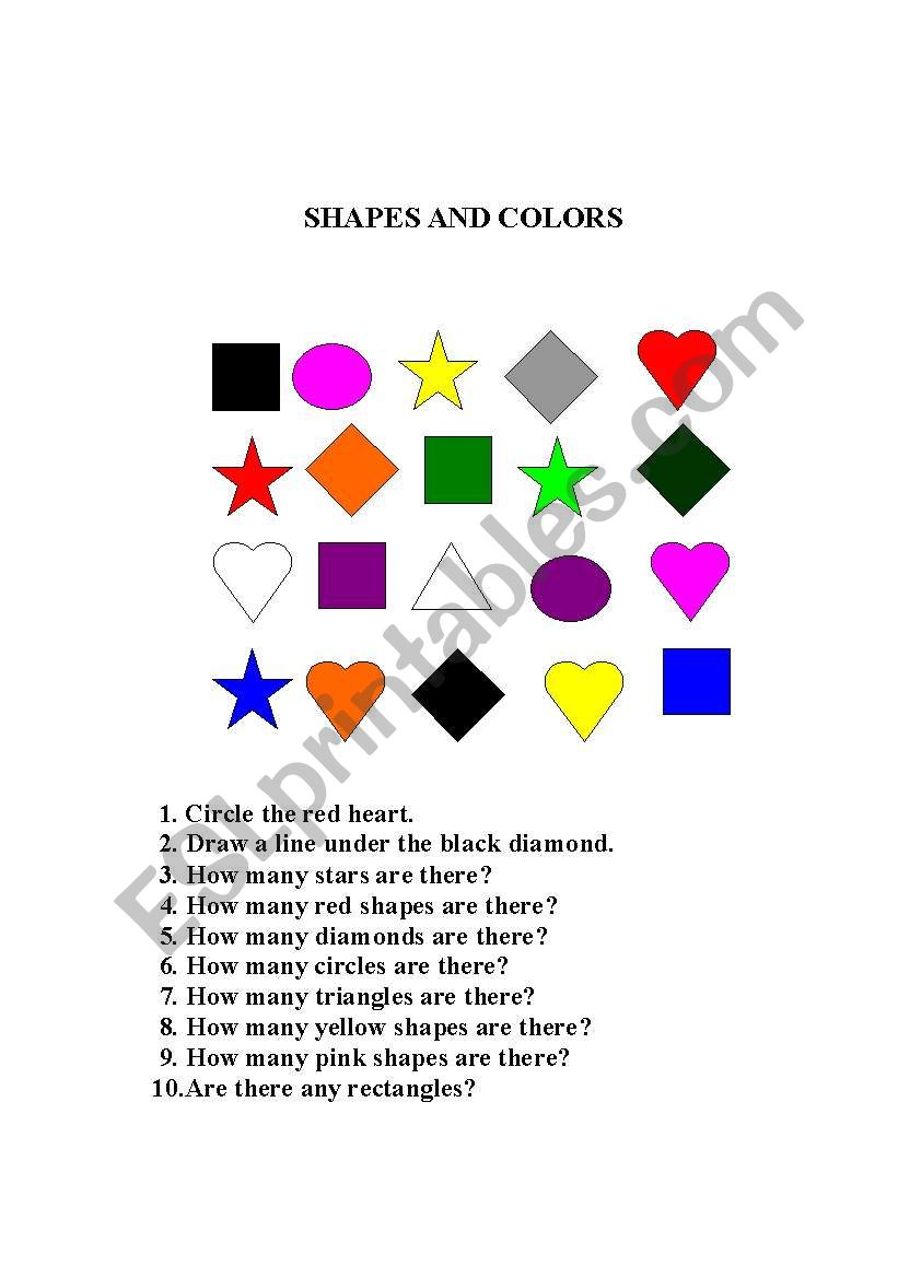 SHAPES AND COLORS worksheet