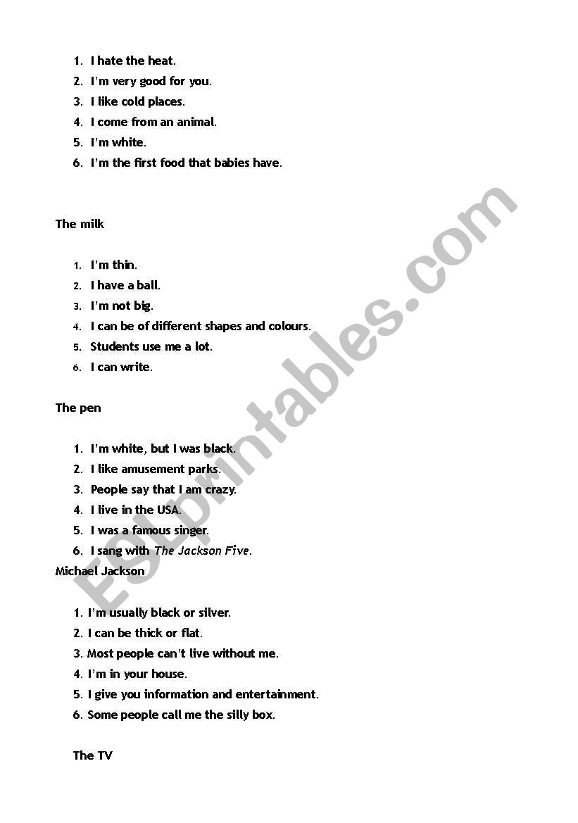 6 clues riddles worksheet