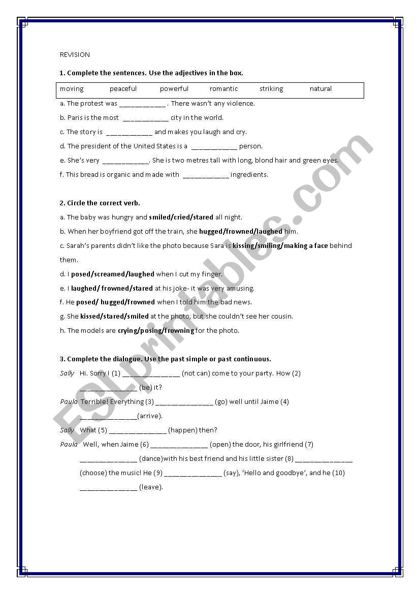 Vocabulary revision 3rd CSE (16 years old)