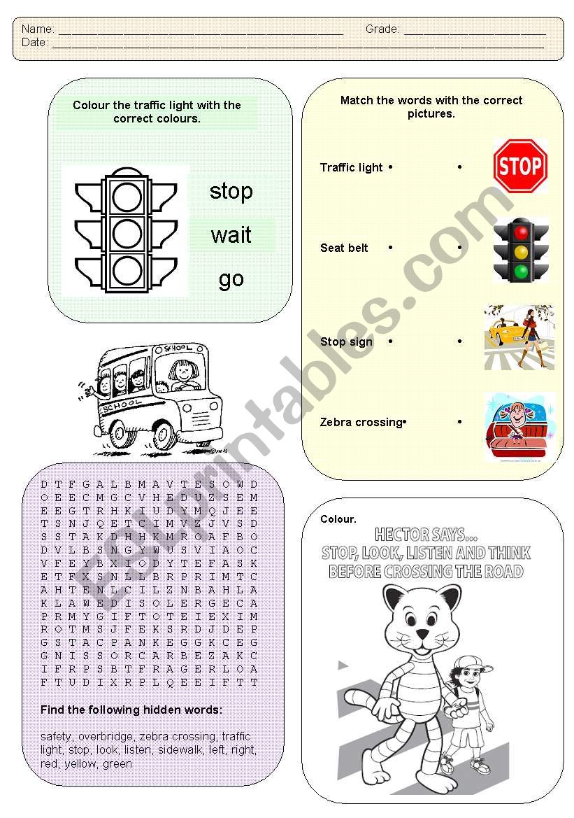 Road Safety worksheet