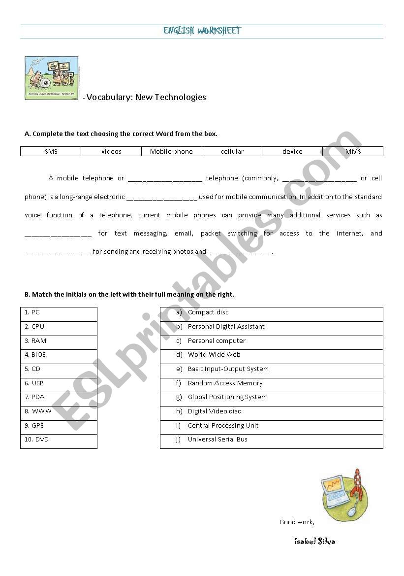 New Technologies worksheet