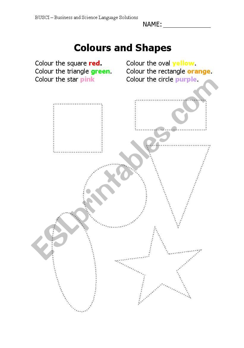 Colours and Shapes worksheet