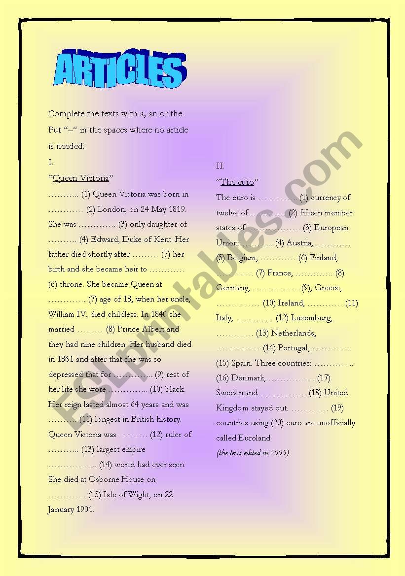 DEFINITE AND INDEFINITE ARTICLE