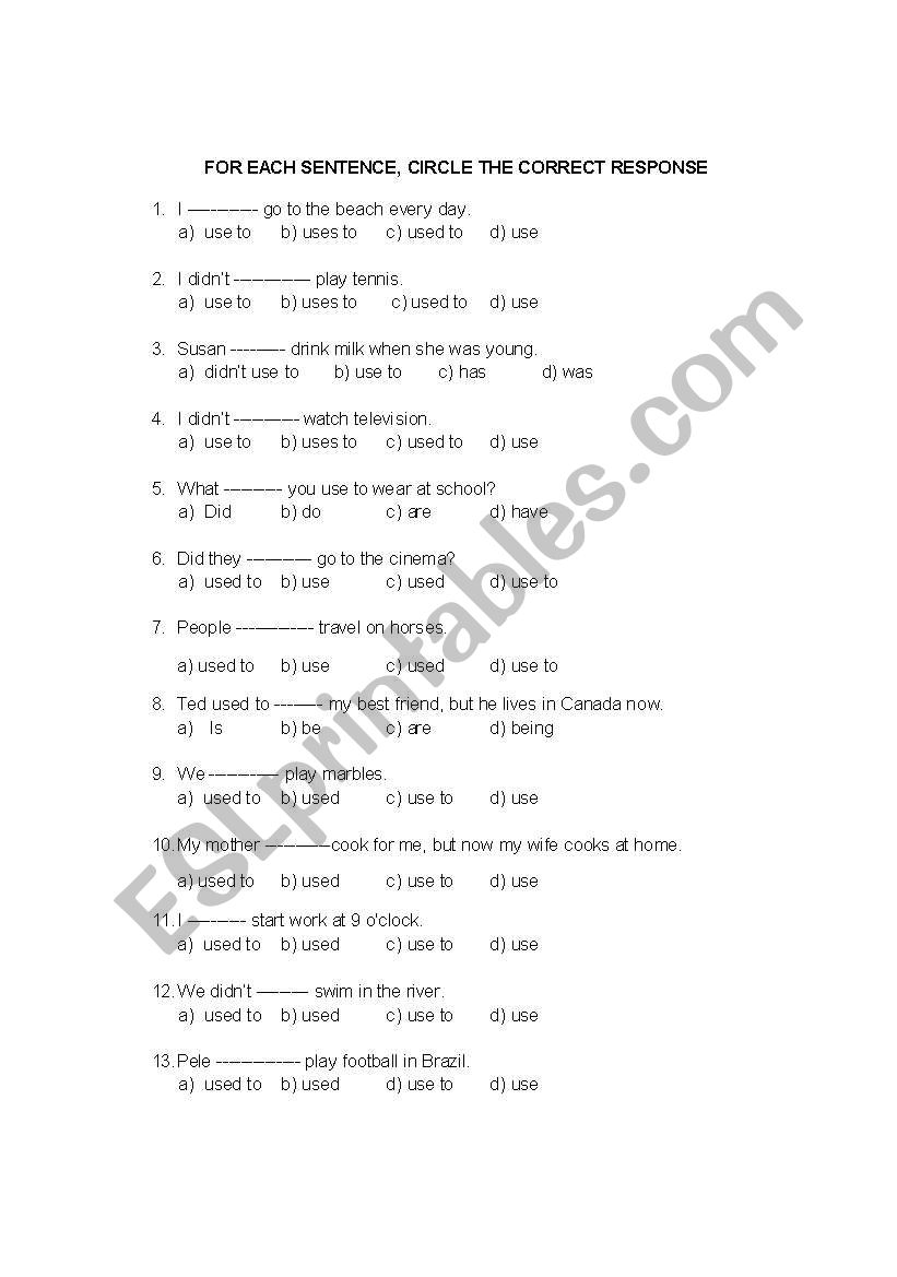 food practice worksheet