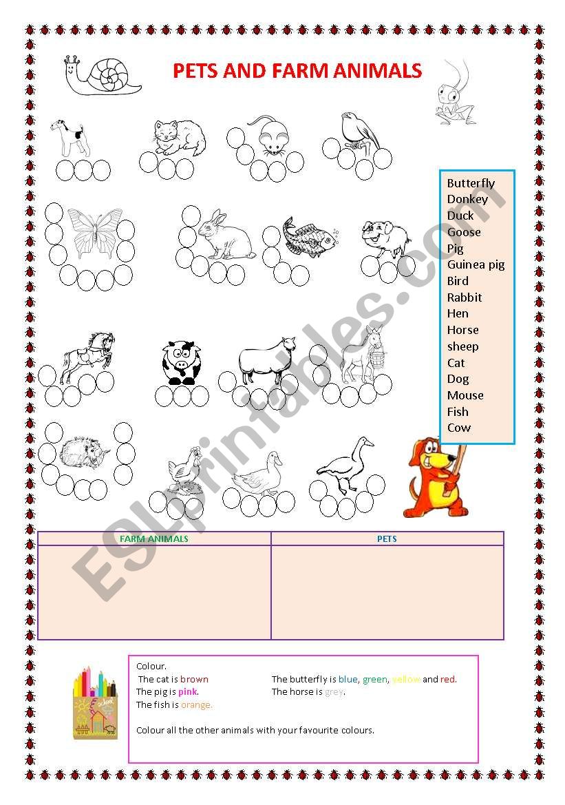 pets and farm animals worksheet