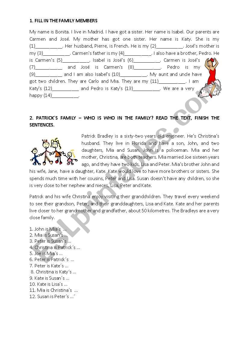 FAMILY WORKSHEET 2/5 worksheet