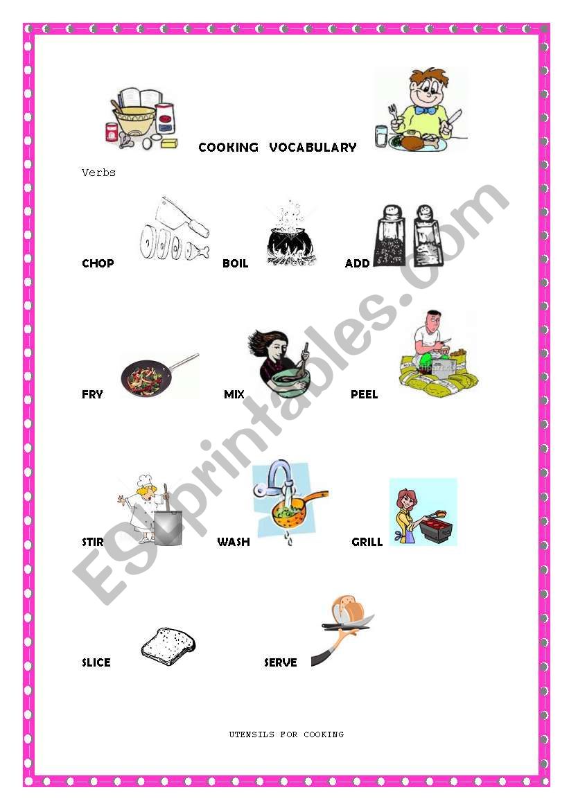 COOKING VOCABULARY worksheet