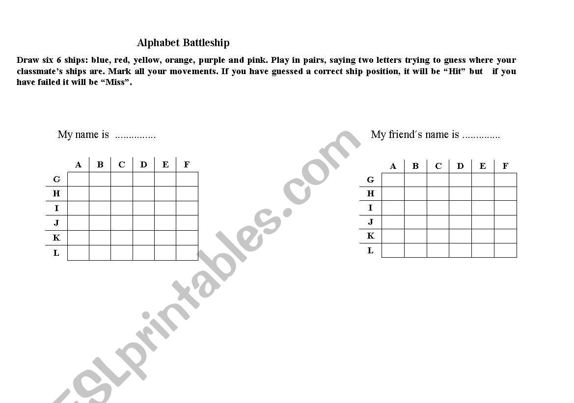 Alphabet battleship worksheet