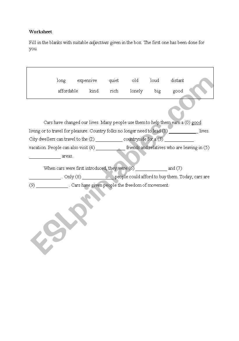 transport worksheet