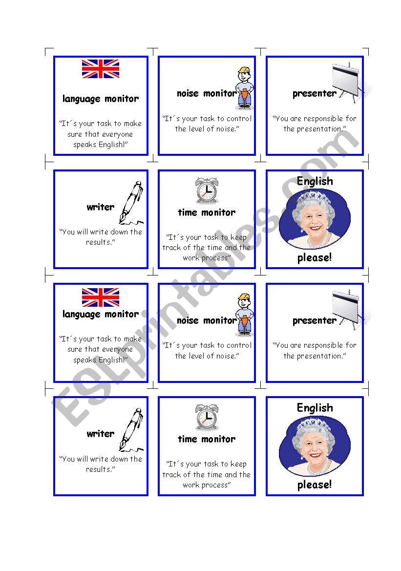 pupils tasks for group work worksheet