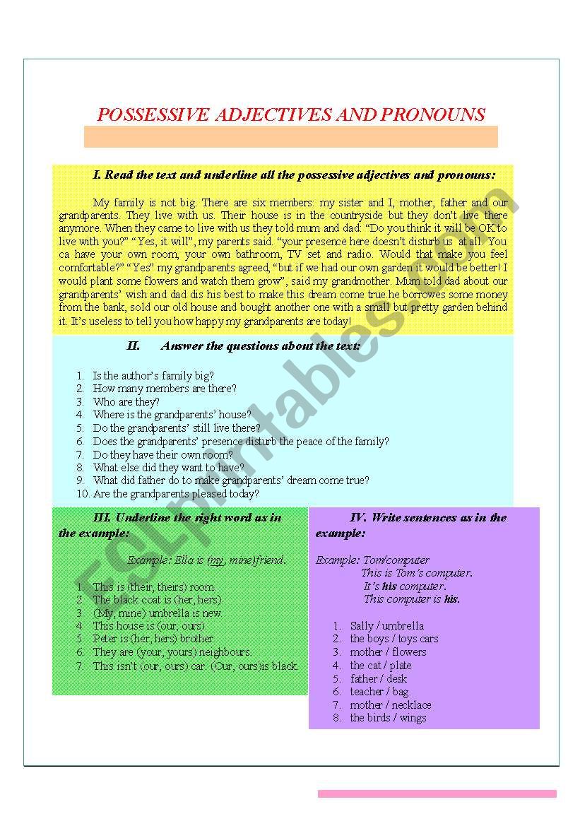 POSSESSIVE ADJECTIVES AND PRONOUNS