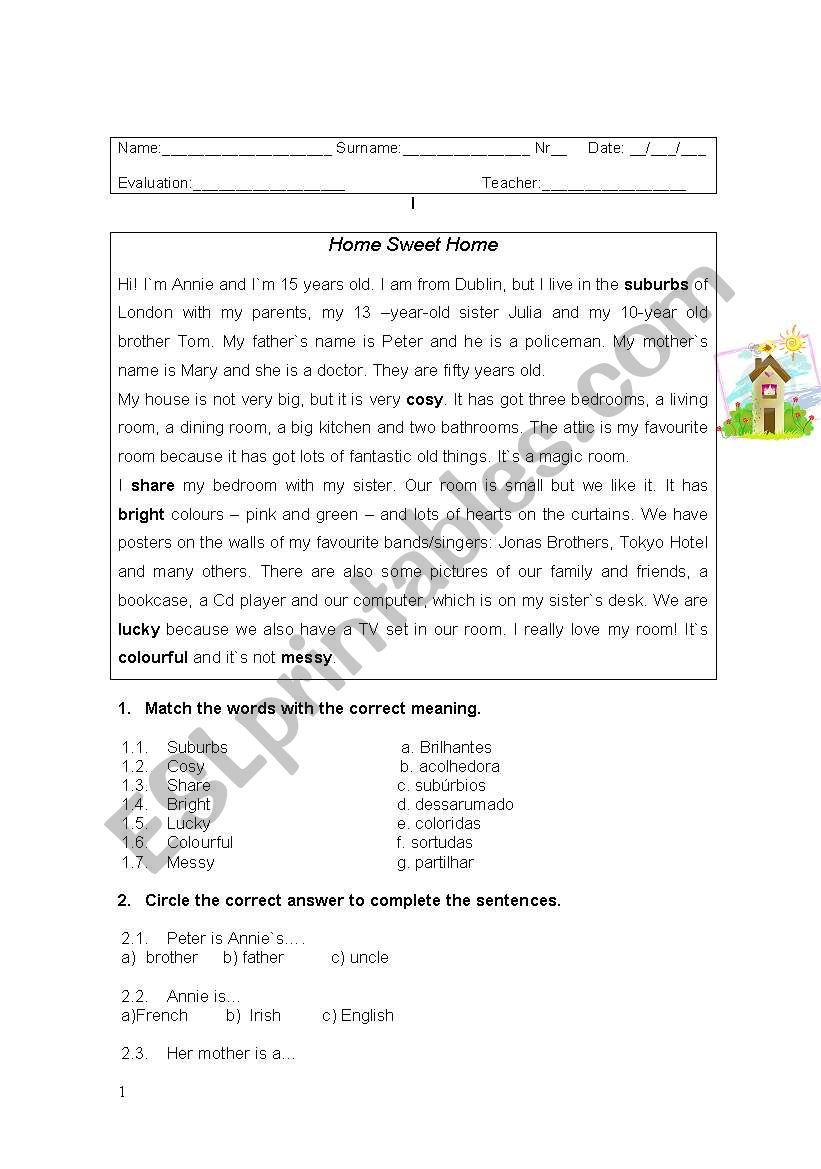 THE HOUSE - WORKSHEET worksheet